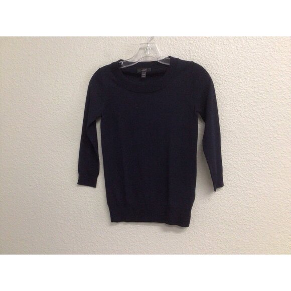 J. Crew Blue 3/4 Sleeve 100% Merino Wool Sweater PXXS Petite - Picture 7 of 8